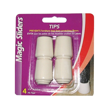 MAGIC SLIDERS LEG TIP RBR WHT 3/4""4PK 94288